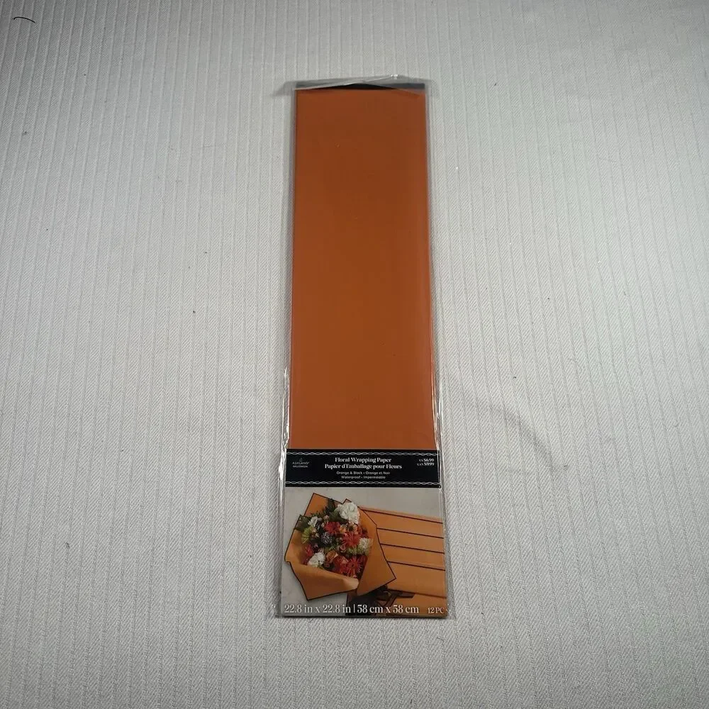 Ashland Halloween Orange Floral Wrapping Paper Lot of 14 22.8x22.8 New